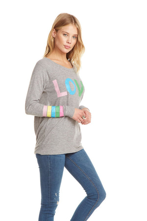 Chaser Rainbow Stripe Love Knit Pullover