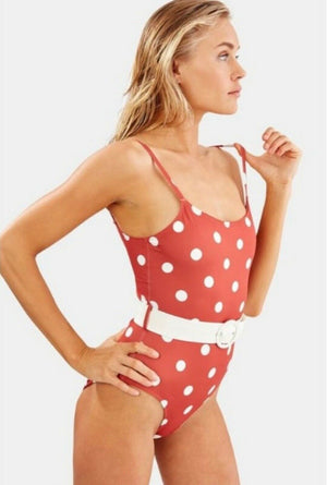 Solid & Striped Nina Belted Polka Dot One Piece Swimsuit